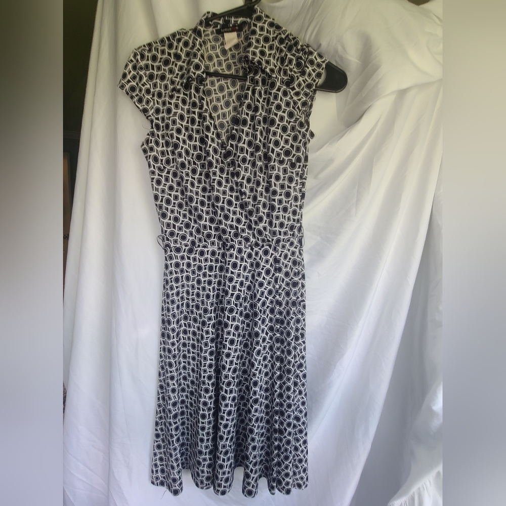 Teeze Me Navy and White V Neck Collar Sleeveless Sundress